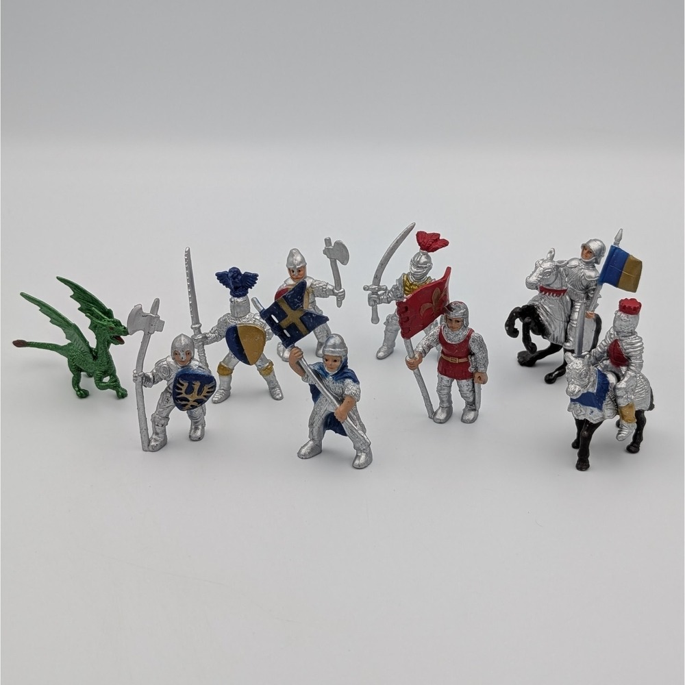 Safari Ltd Medieval Knights Dragon Toy Figure Lot Pikeman Horseback Warrior Set